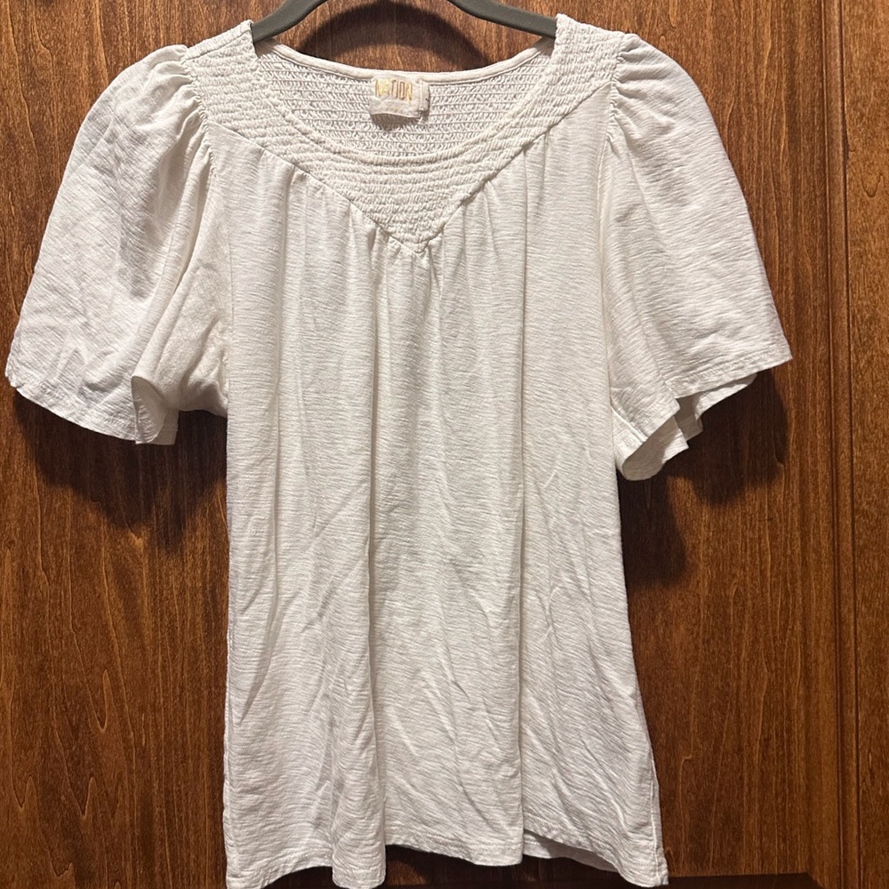 Nation LTD Cream Smocked Top